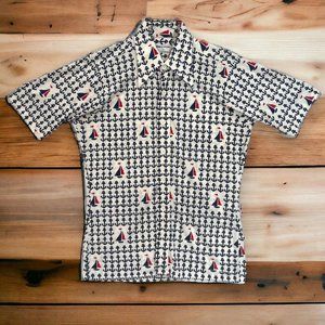Vintage Prince Igor by Burma Captains Button Up Shirt Anchors and Sailboats